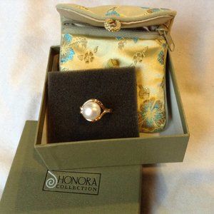 HONORA Size 10 Bronze Ring Setting (Italy) approx 1cm Pearl
